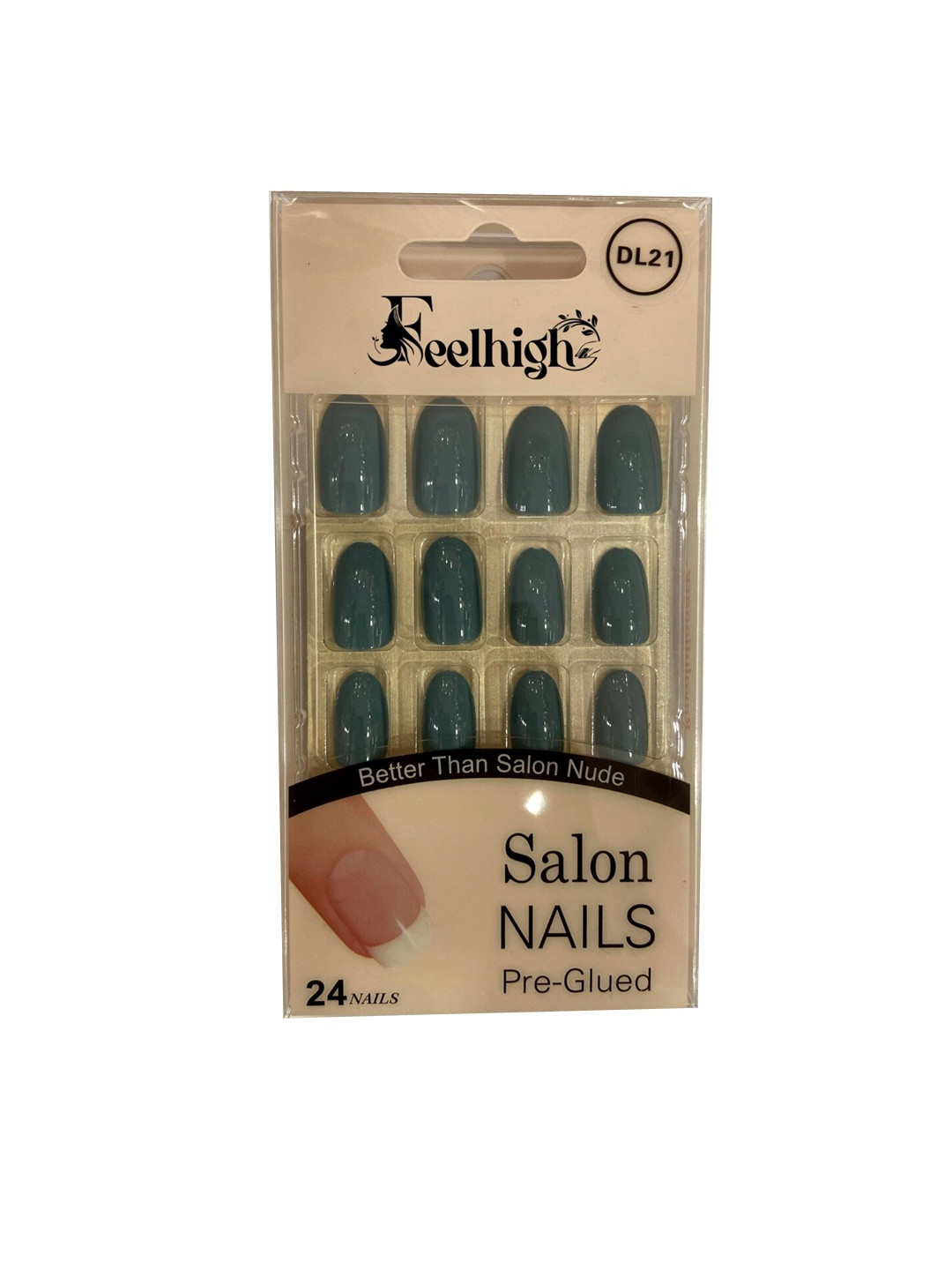 

FEELHIGH 24Pcs Pre Glued Press On Artificial Nails - 21, Blue