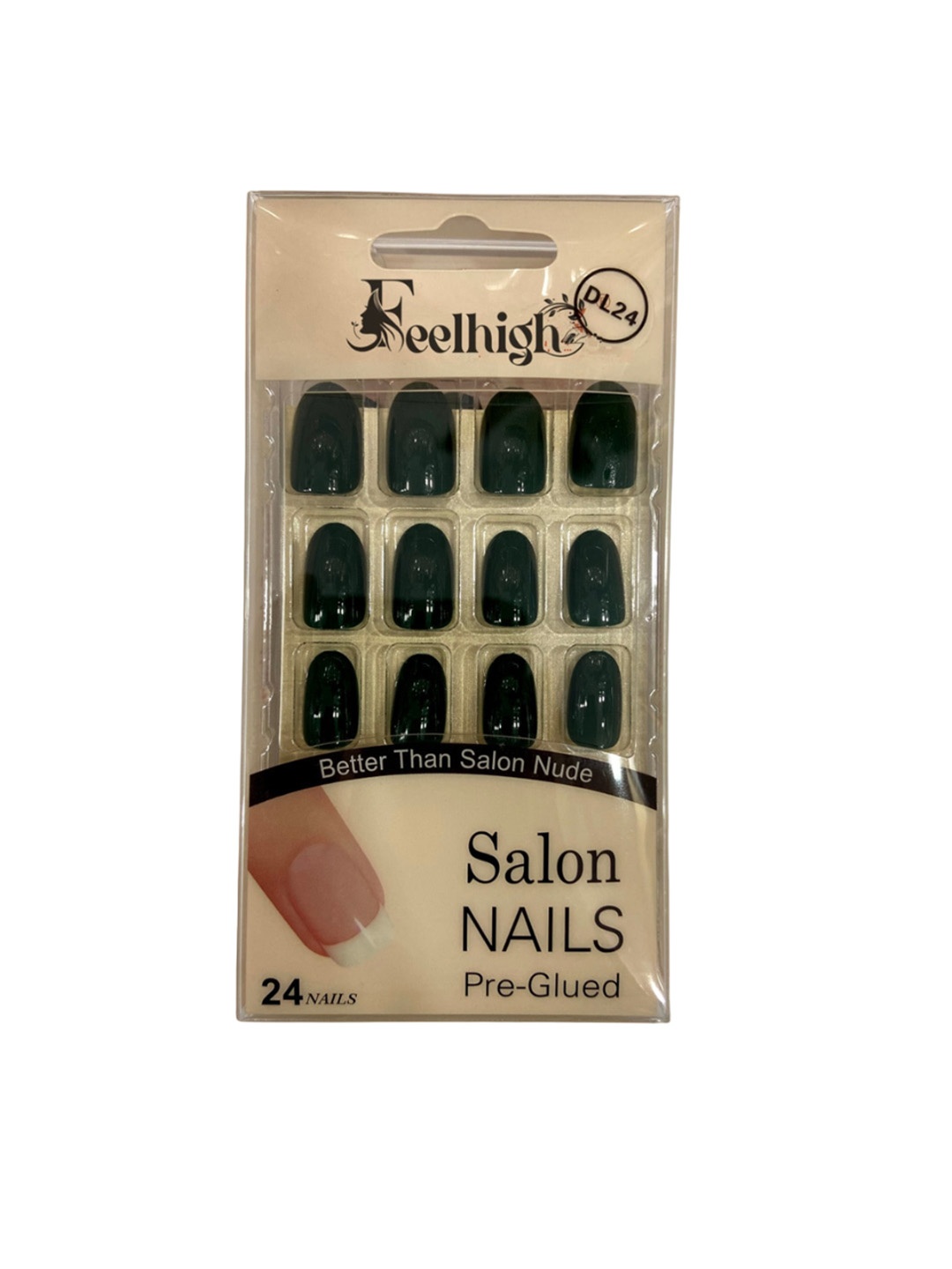 

FEELHIGH 24Pcs Pre Glued Press On Artificial Nails - 24, Green