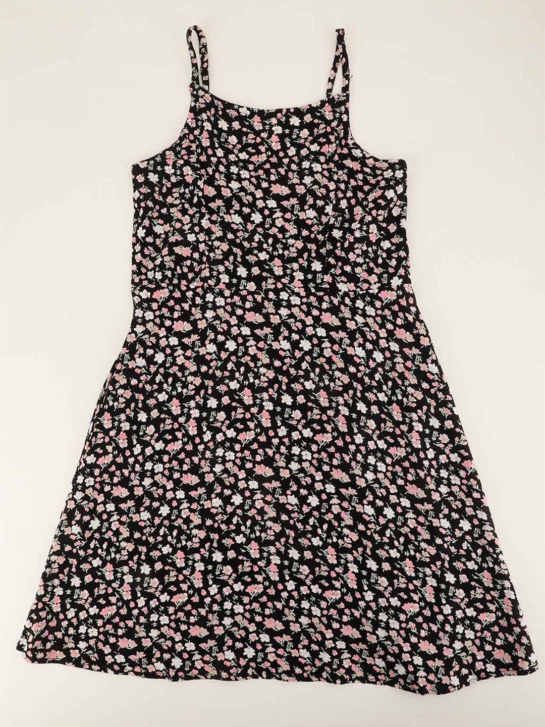 

Cot'N Soft Girls Floral Print Shoulder Strap Smocking A-Line Midi Dress, Black