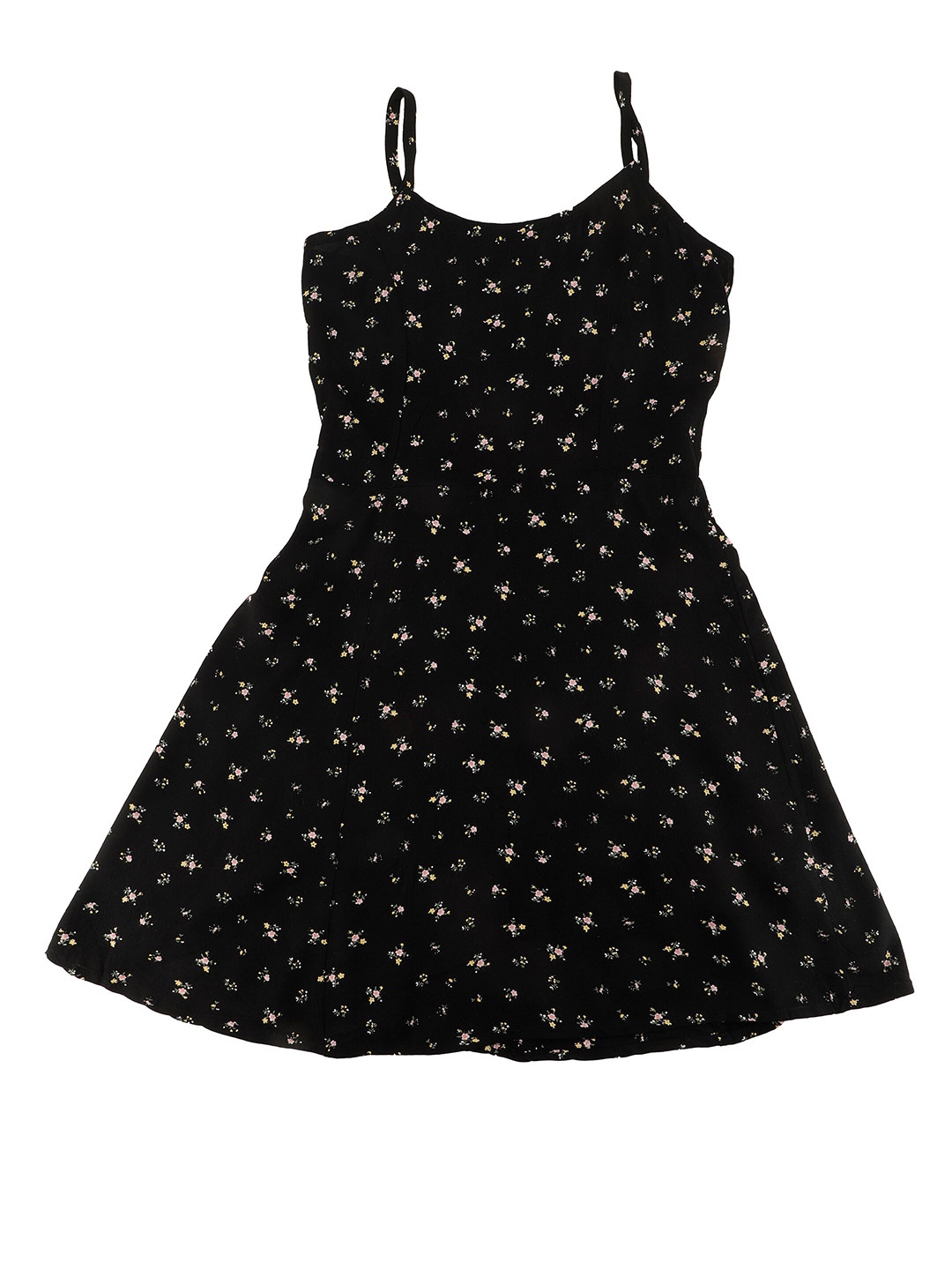 

Cot'N Soft Girls Floral Print Shoulder Strap A-Line Midi Dress, Black