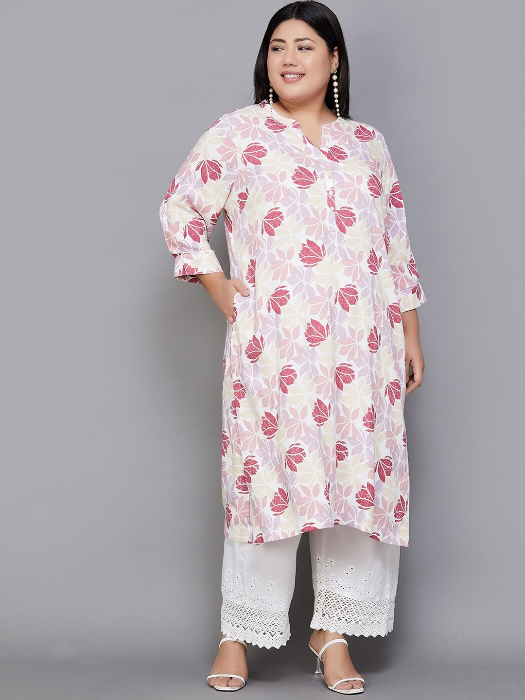 

Moiree by Lifestyle Plus Size Floral Printed Kurta, Pink