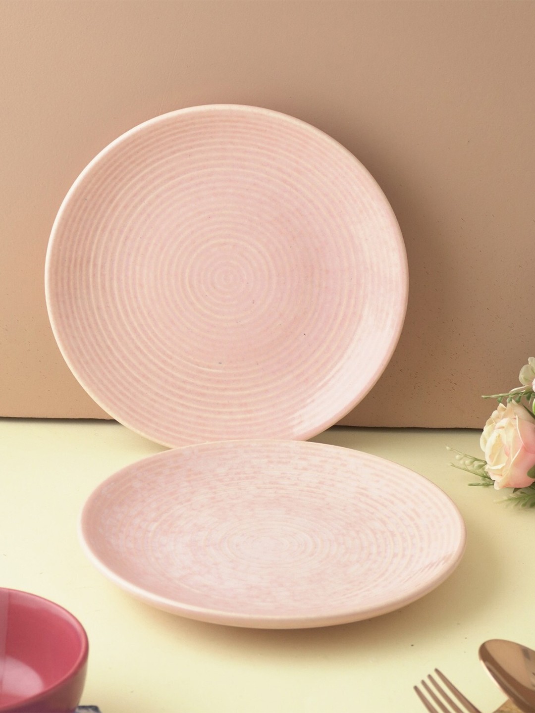 

The Decor Mart Pink 2 Pieces Ceramic Matte Plates