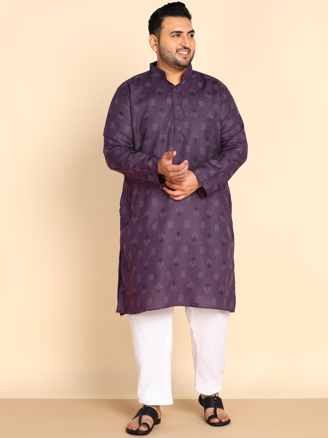 

Sztori Plus Size Ethnic Motif Printed Regular Kurta With Pyjamas, Purple