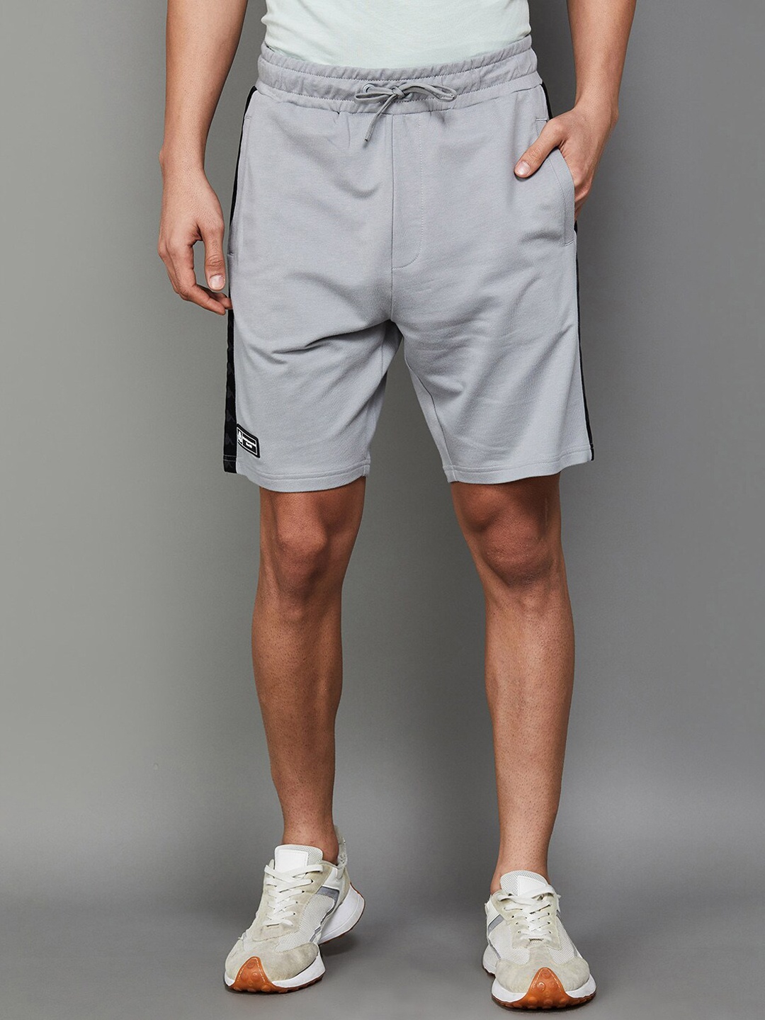 

Kappa Men Mid-Rise Cotton Sports Shorts, Grey