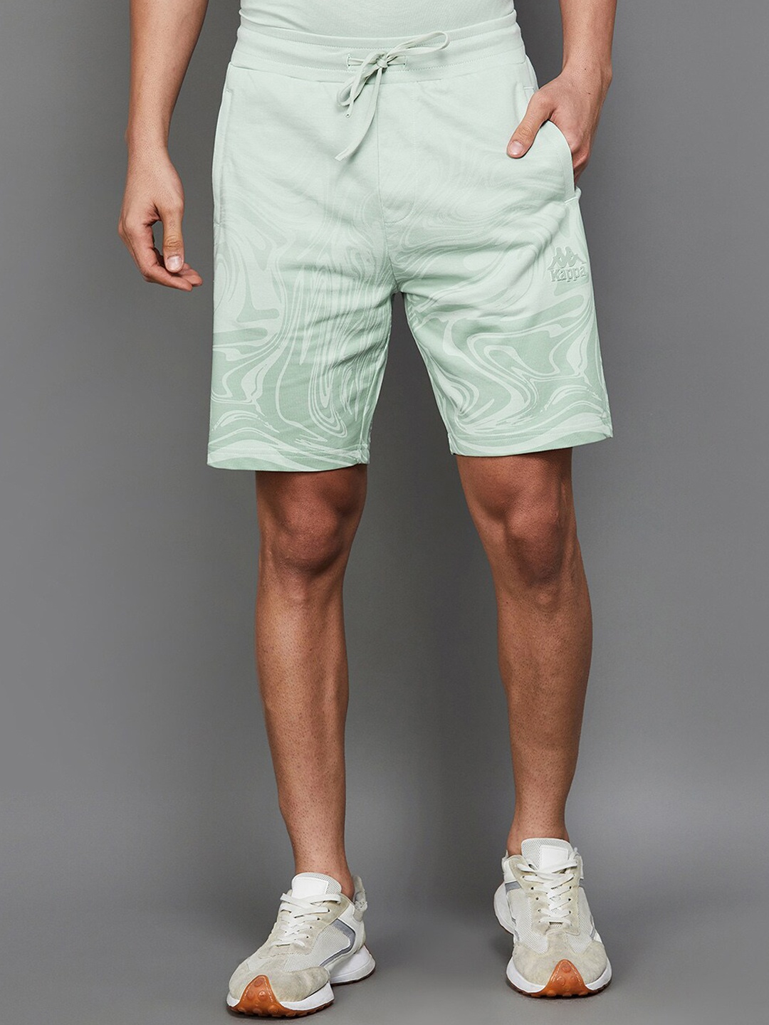 

Kappa Men Mid-Rise Abstract Printed Cotton Shorts, Turquoise blue