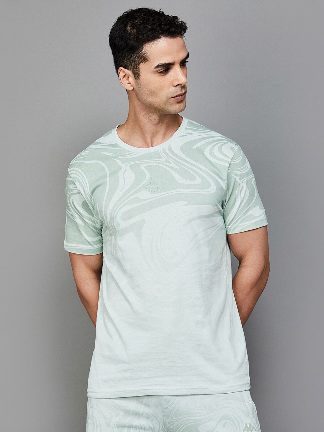 

Kappa Abstract Printed Round Neck Cotton Sports T-shirt, Turquoise blue