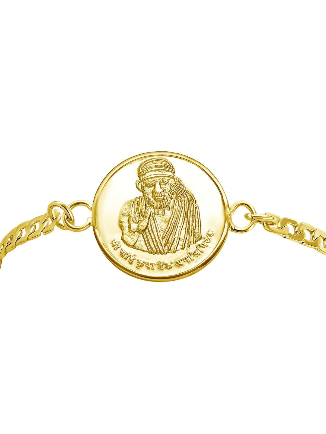 

Pray Everyday Gold Plated Saibaba Cuff Bracelet