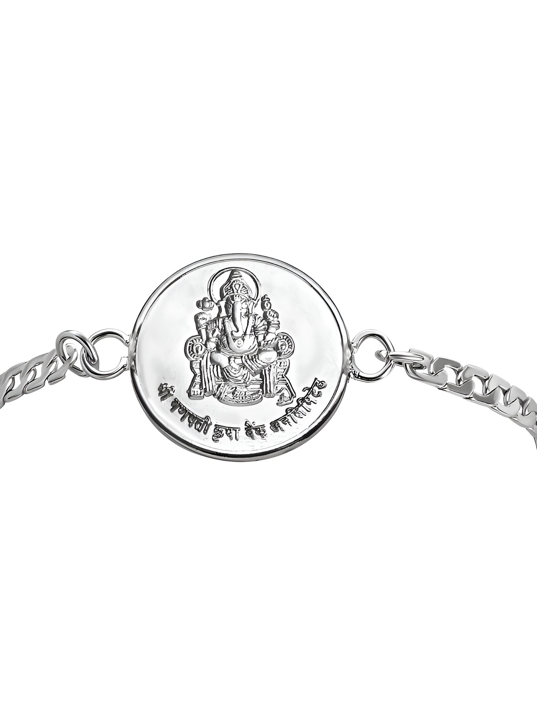 

Pray Everyday Unisex Silver-Plated Ganesh Ji Link Bracelet