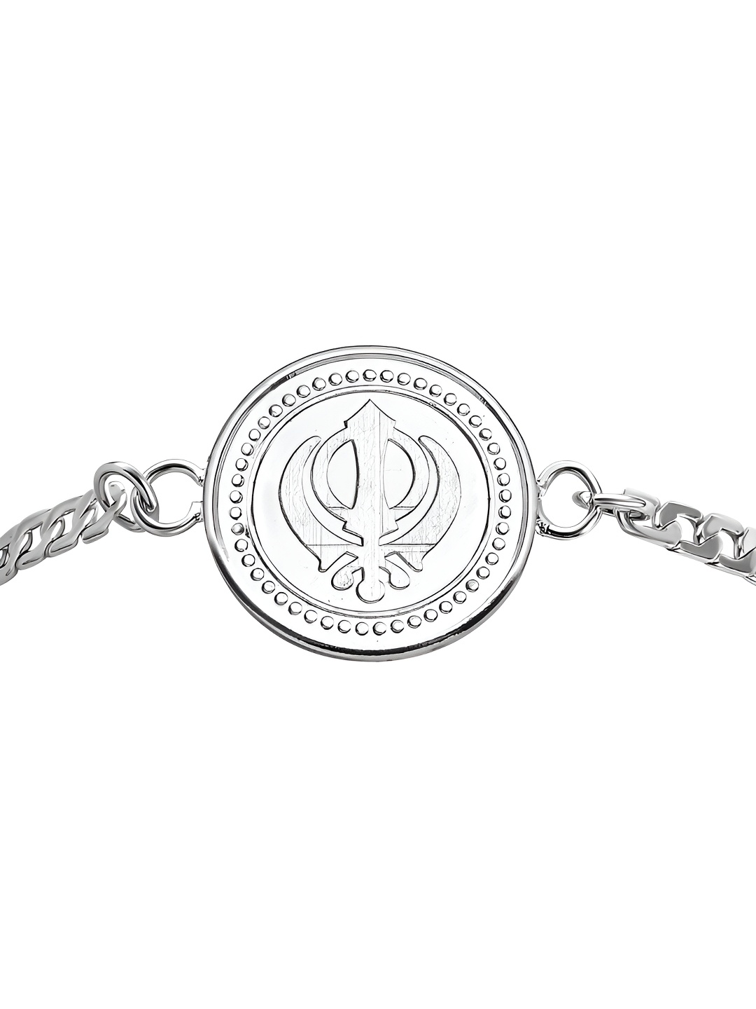 

Pray Everyday Unisex Silver-Plated Nishant Saheb, Sikh Khanda Link Bracelet