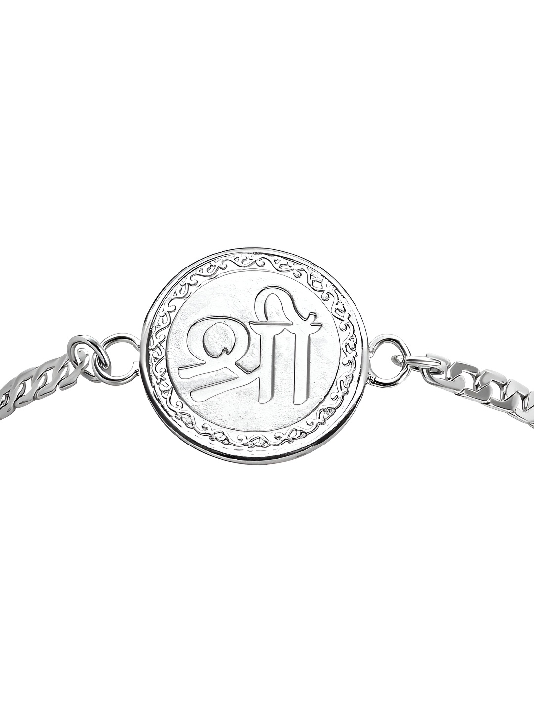 

Pray Everyday Silver-Plated Shree Lakshmi Vaibhav Cuff Bracelet