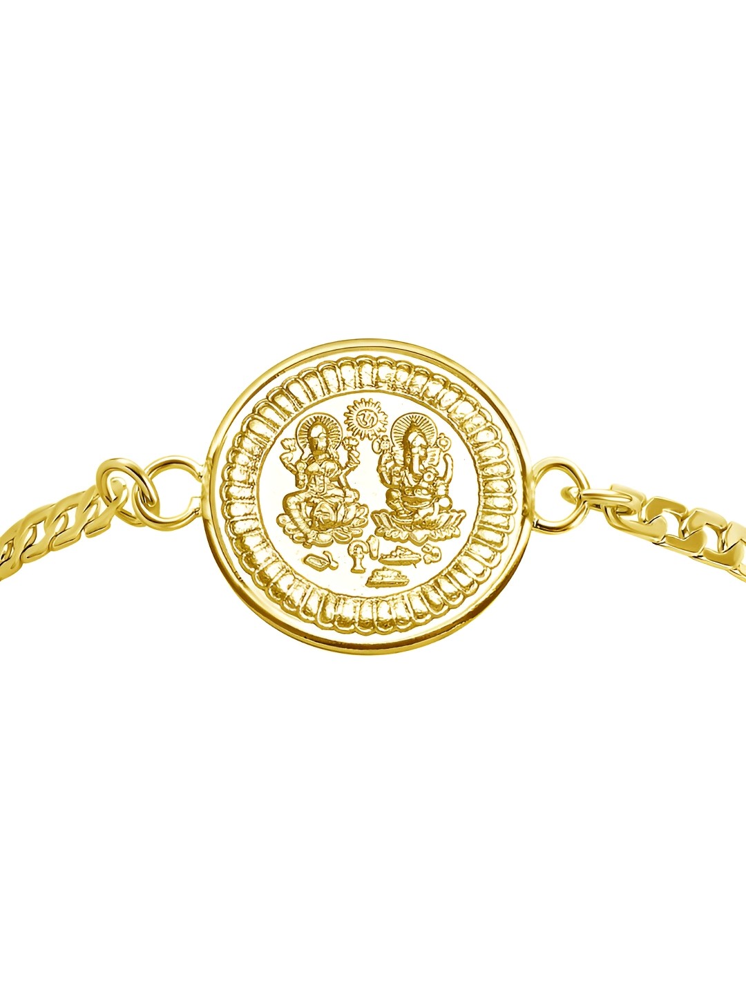 

Pray Everyday Gold-Plated Lakshmi Ganesh Ji Cuff Bracelet