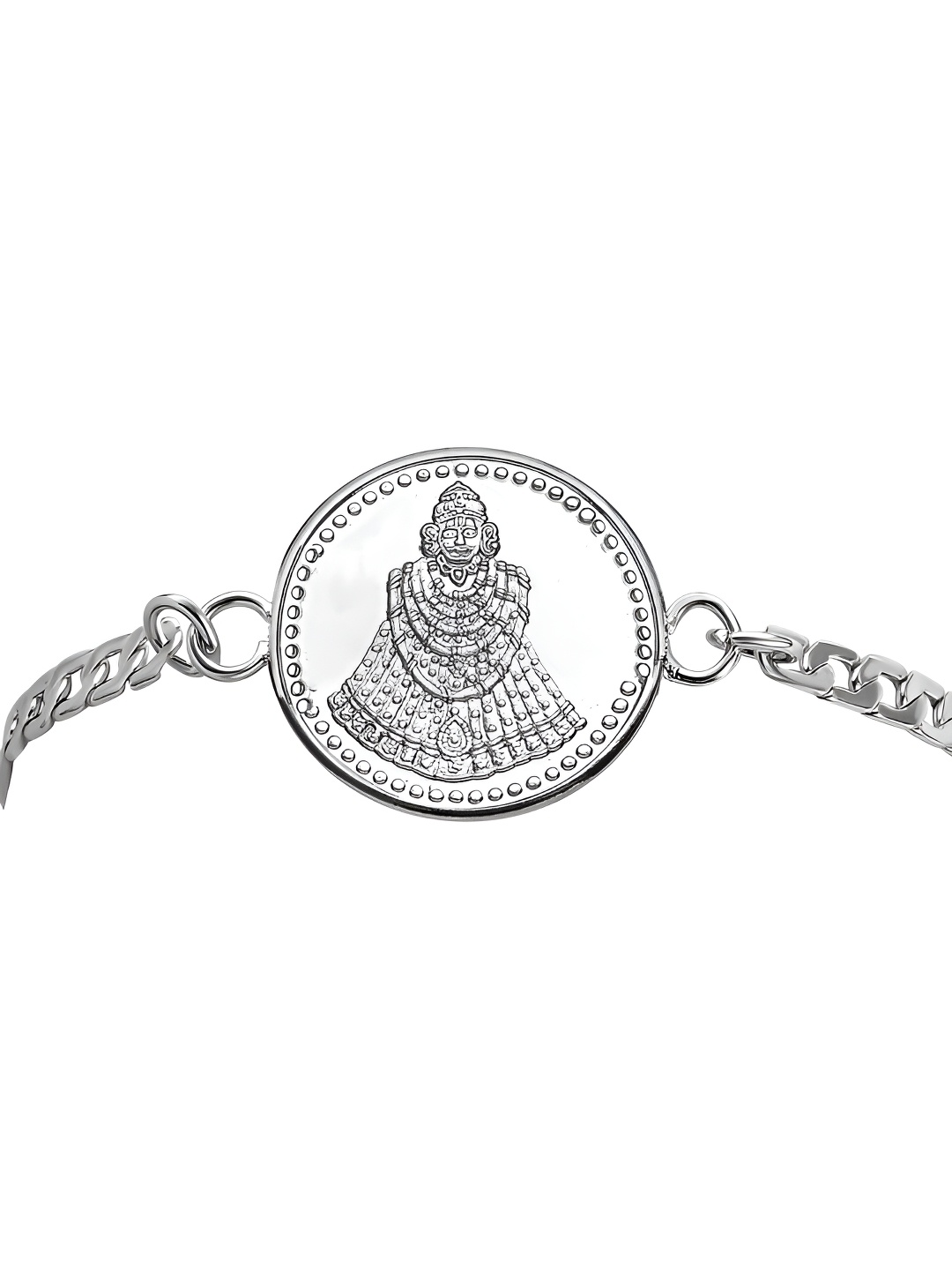 

Pray Everyday Unisex Silver-Plated Khatu Shyam Ji Link Bracelet