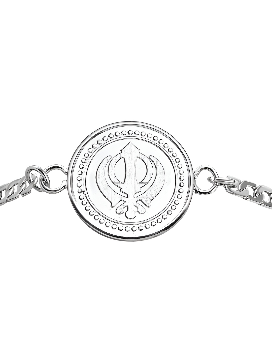 

Pray Everyday Unisex 925 Sterling Silver-Plated Nishan Sahib Wraparound Bracelet