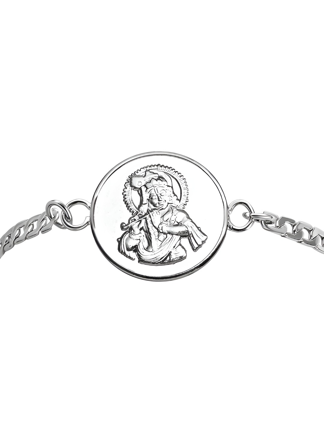 

Pray Everyday Unisex Silver-Plated Shree Krishan Ji Link Bracelet
