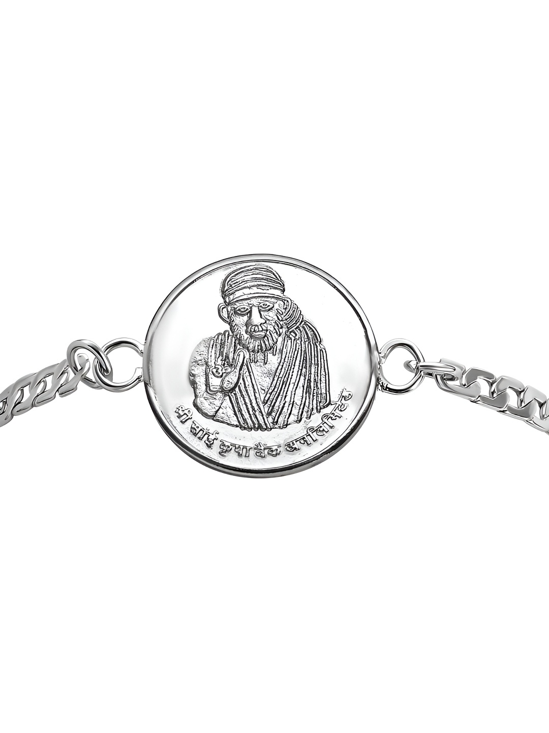 

Pray Everyday Silver-Plated Sai baba Cuff Bracelet