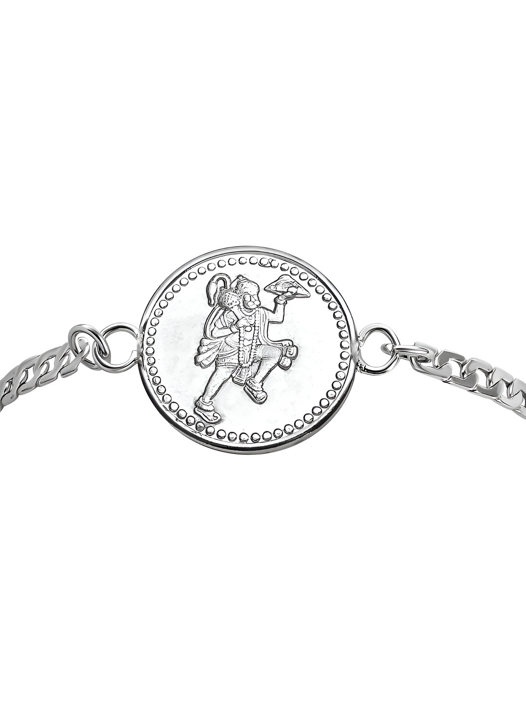 

Pray Everyday Silver-Plated Hanuman Ji Silver Plated Bracelet