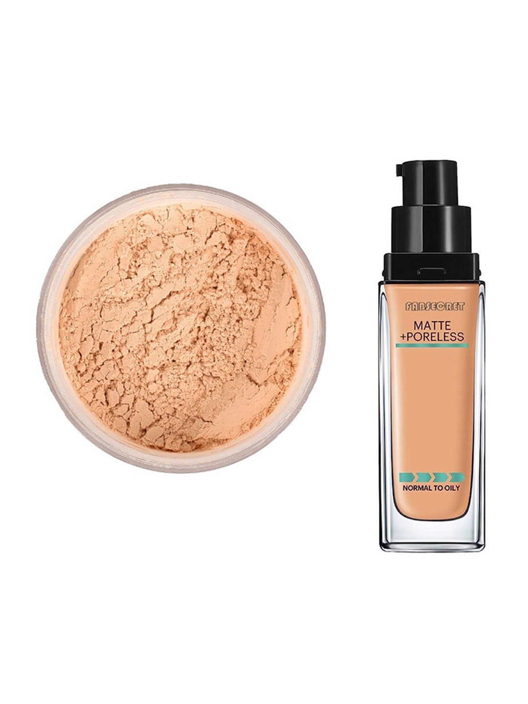 

Fabsecret 2-Pcs Matte & Poreless Foundation & Loose Powder Combo, Beige