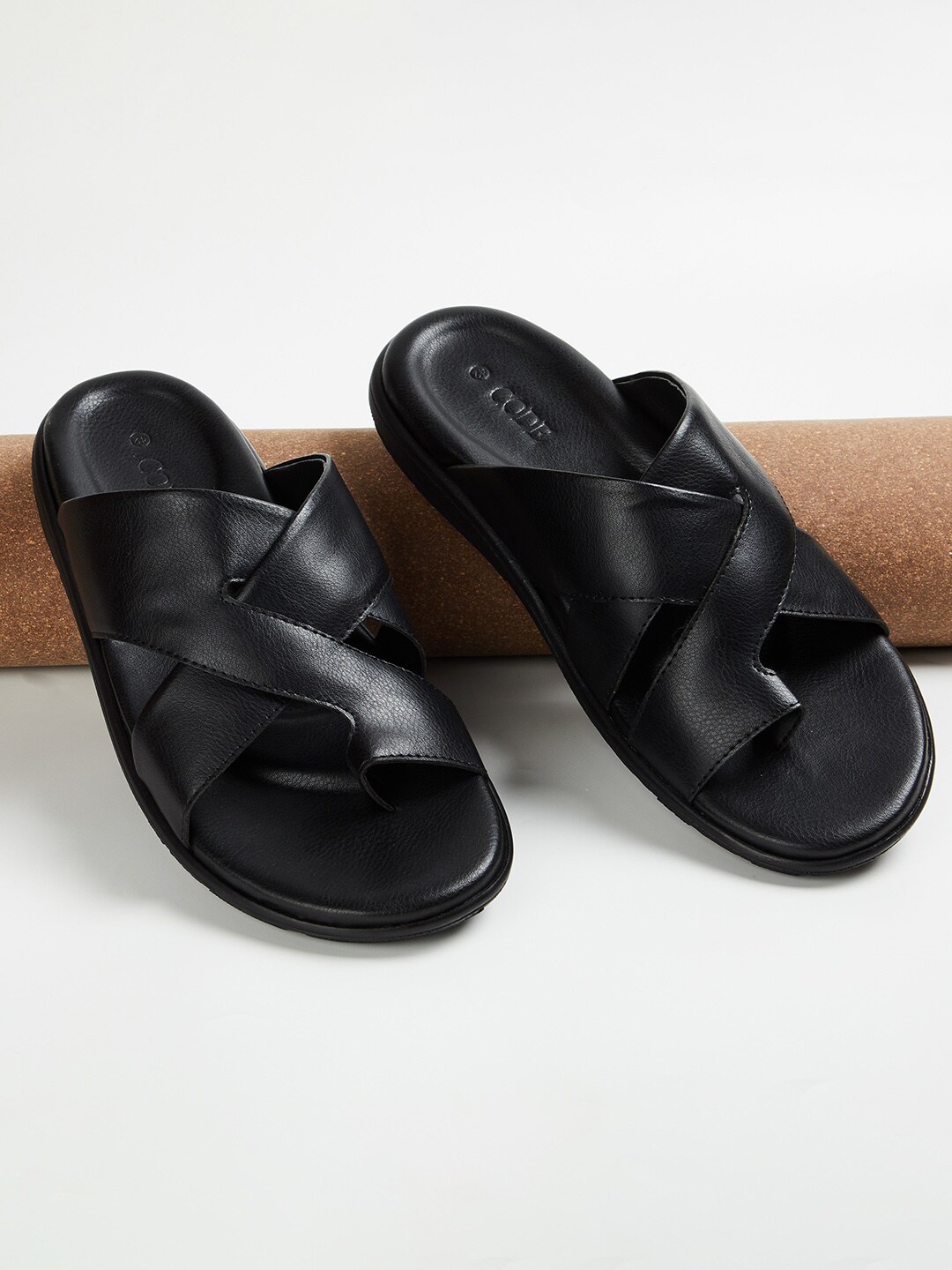 

CODE by Lifestyle Men Cross Strap Comfort Sandals, Black