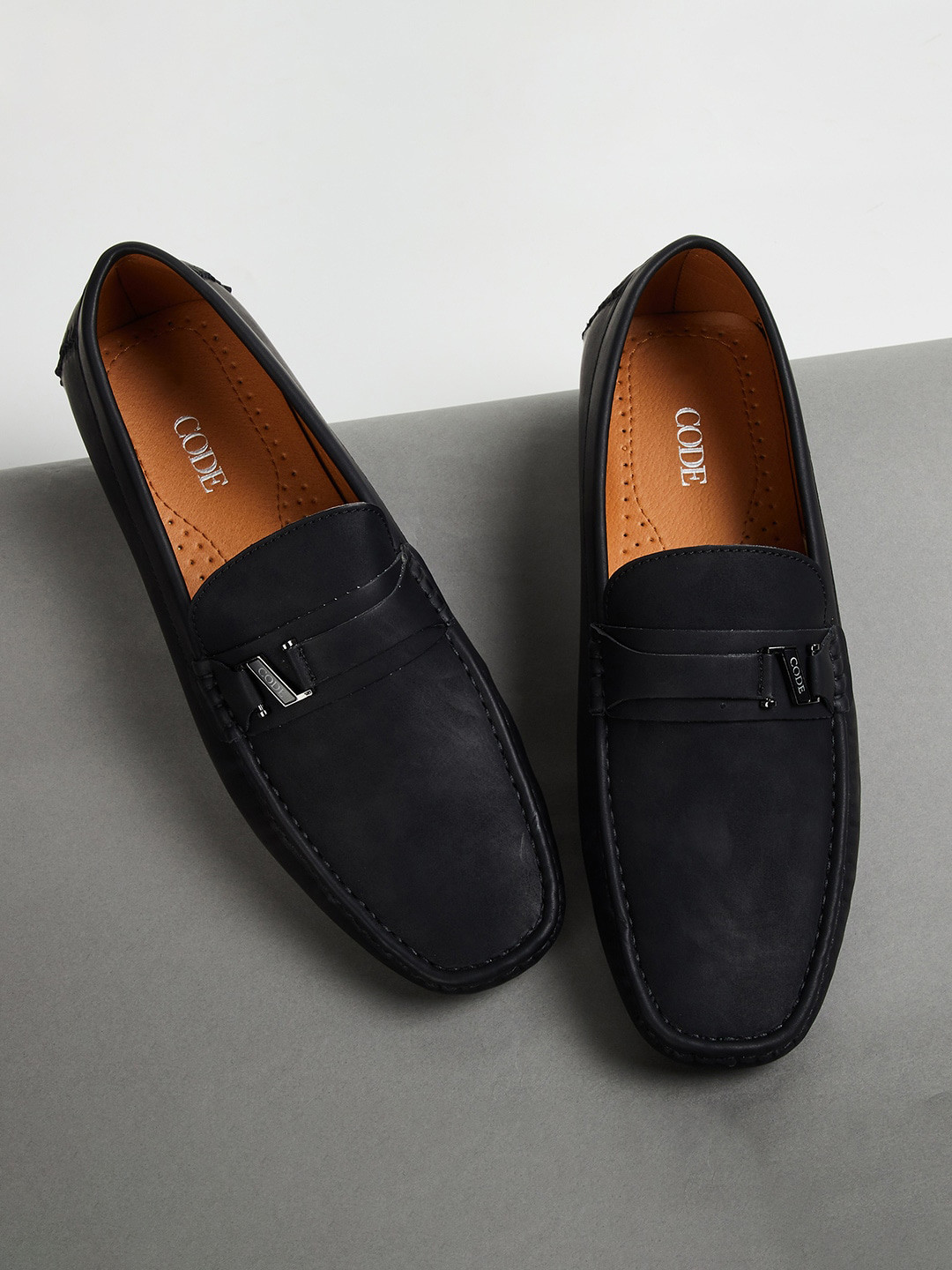 

CODE by Lifestyle Men Comfort Insole Horsebit Driving Shoes, Black