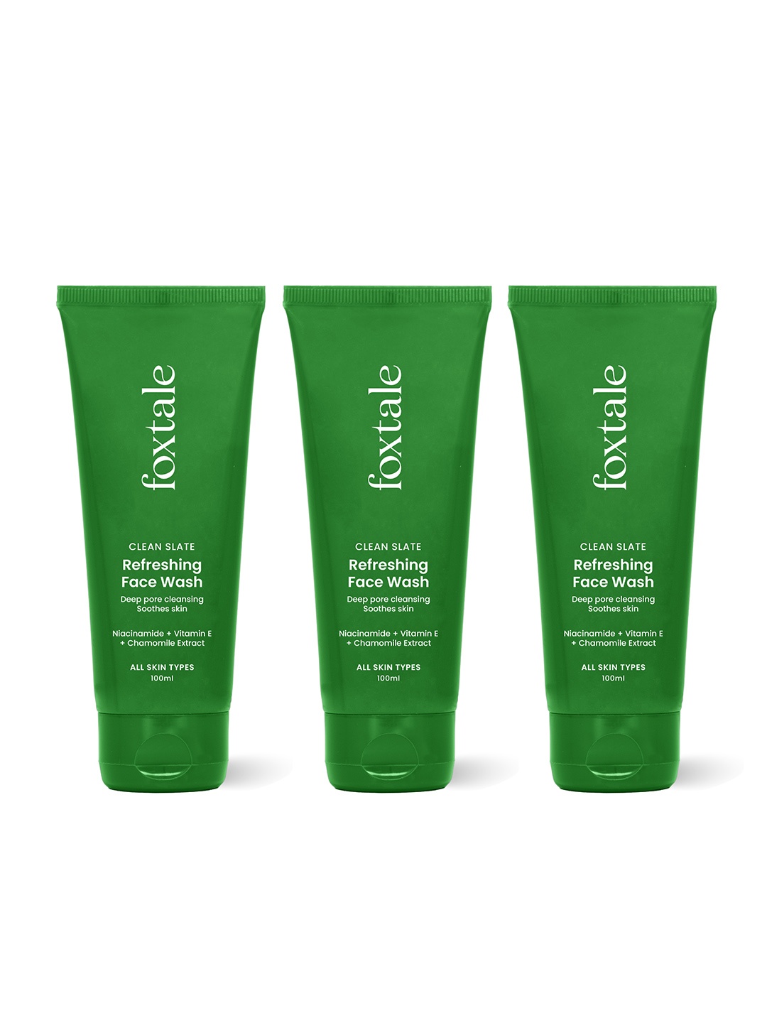 

FoxTale Set of 3 Daily Glow Face Wash with Niacinamide & Chamomile Extract - 100 ml Each, White