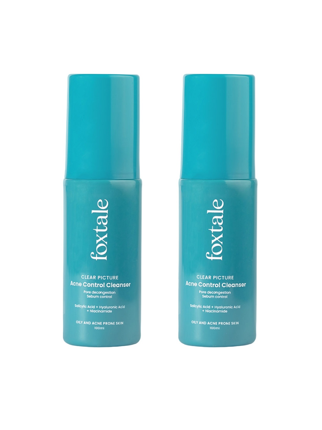 

FoxTale Set of 2 Clear Picture Acne Control Face Cleanser for Oily Skin - 100ml Each, Blue