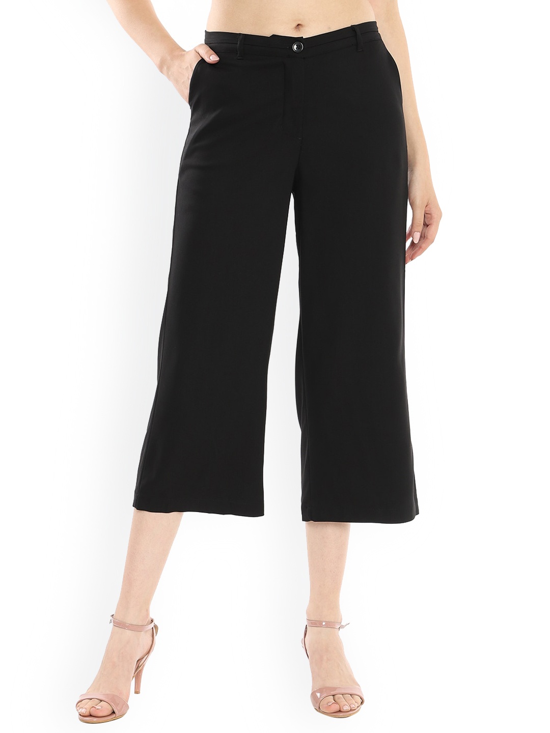 

Gazillion Women Tailored Straight Fit Culottes Trousers, Black