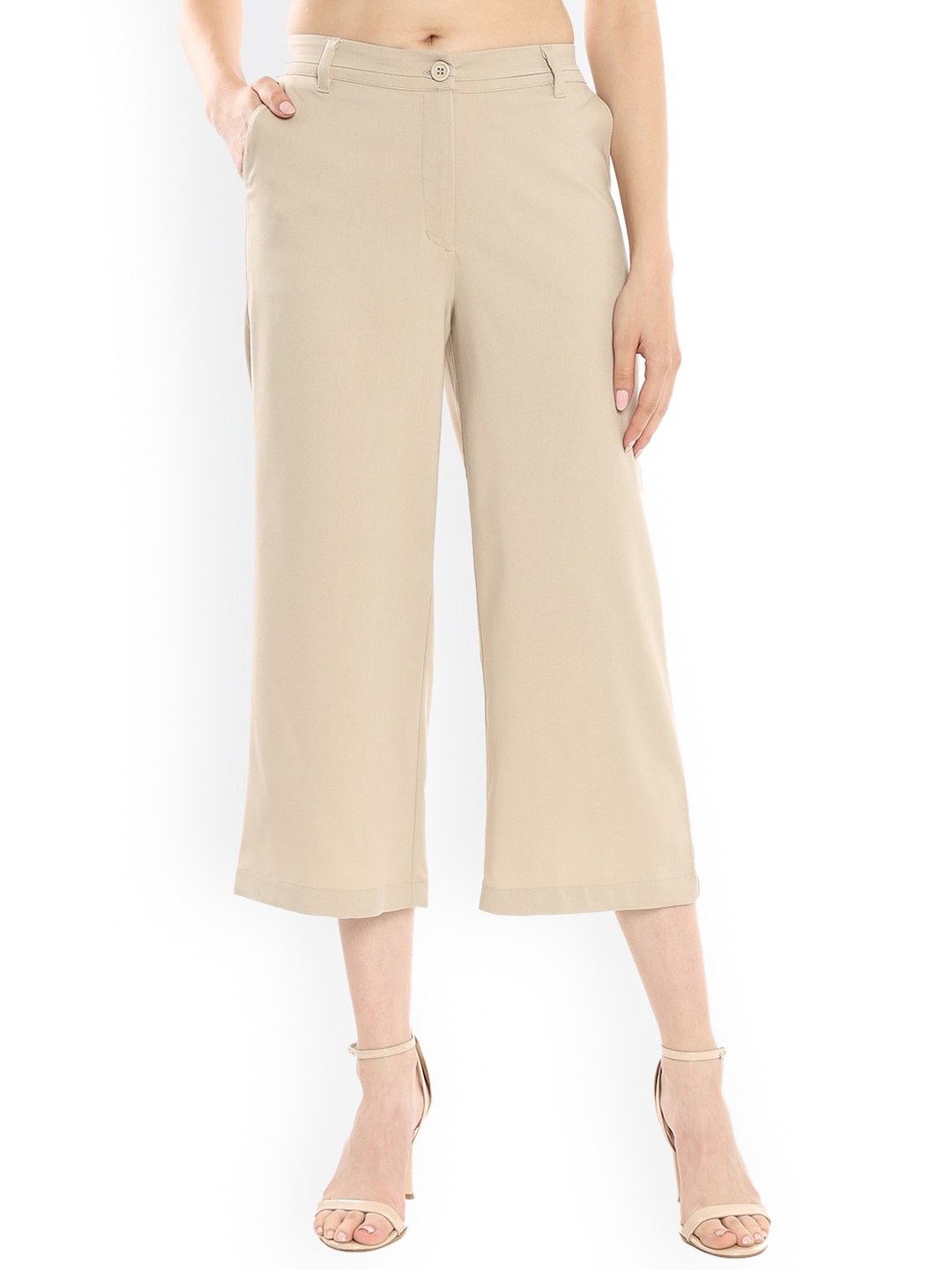 

Gazillion Women Tailored Straight Fit Culottes Trouser, Beige