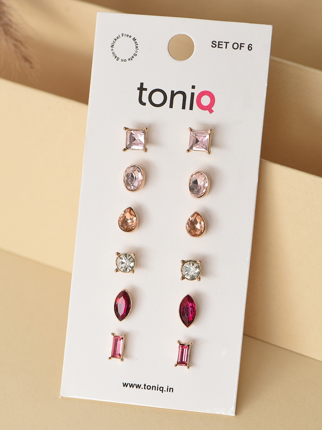 

ToniQ Set Of 6 Gold-Plated Geometric Earrings, White
