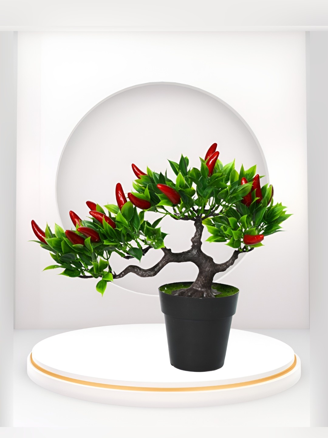 

DECOREBUGS Green & Red Artificial Fruit Bonsai Non Hanging Plant With Pot