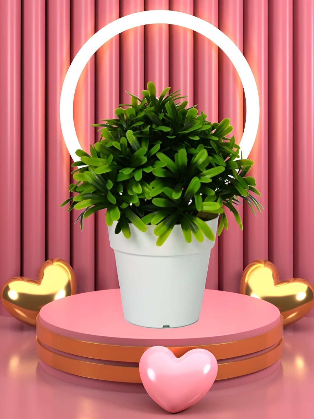

DECOREBUGS Green & White Artificial Plant With Pot