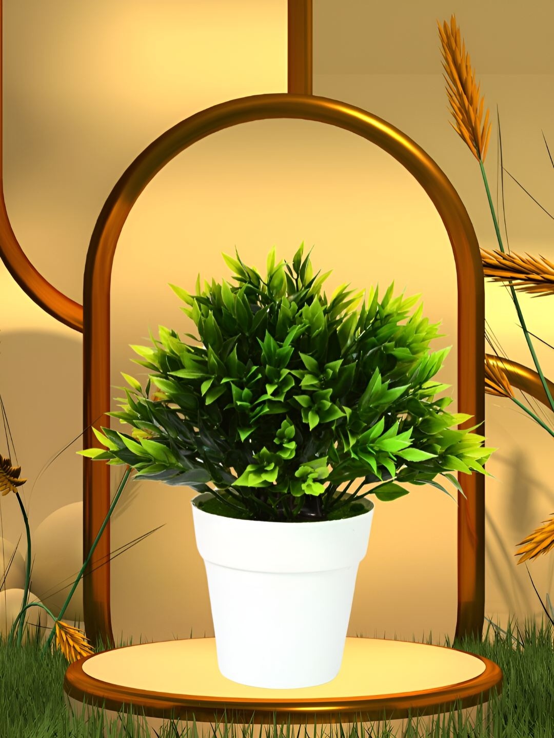 

DECOREBUGS Green & White Artificial Bonsai Plant With Pot