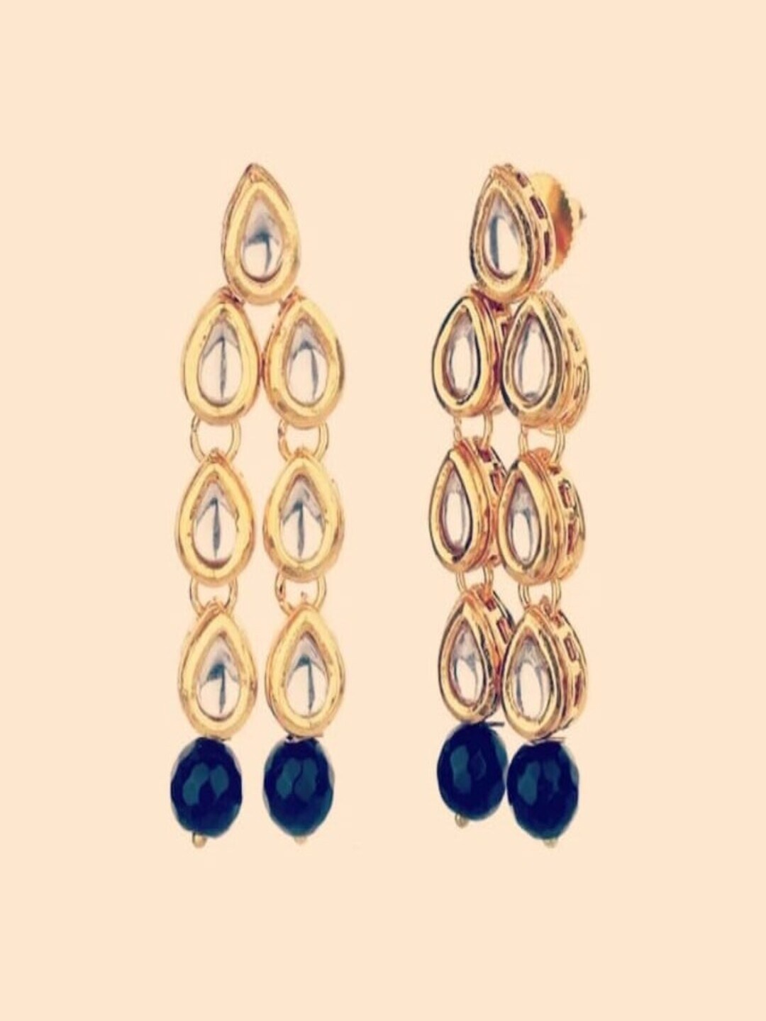 

Runjhun Classic Kundan Drop Earrings, Gold