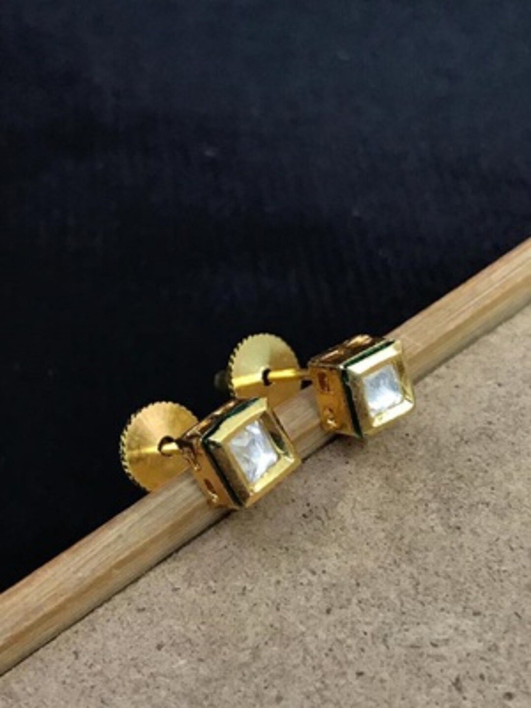 

Runjhun Set Of 2 Classic Studs Earrings, Gold