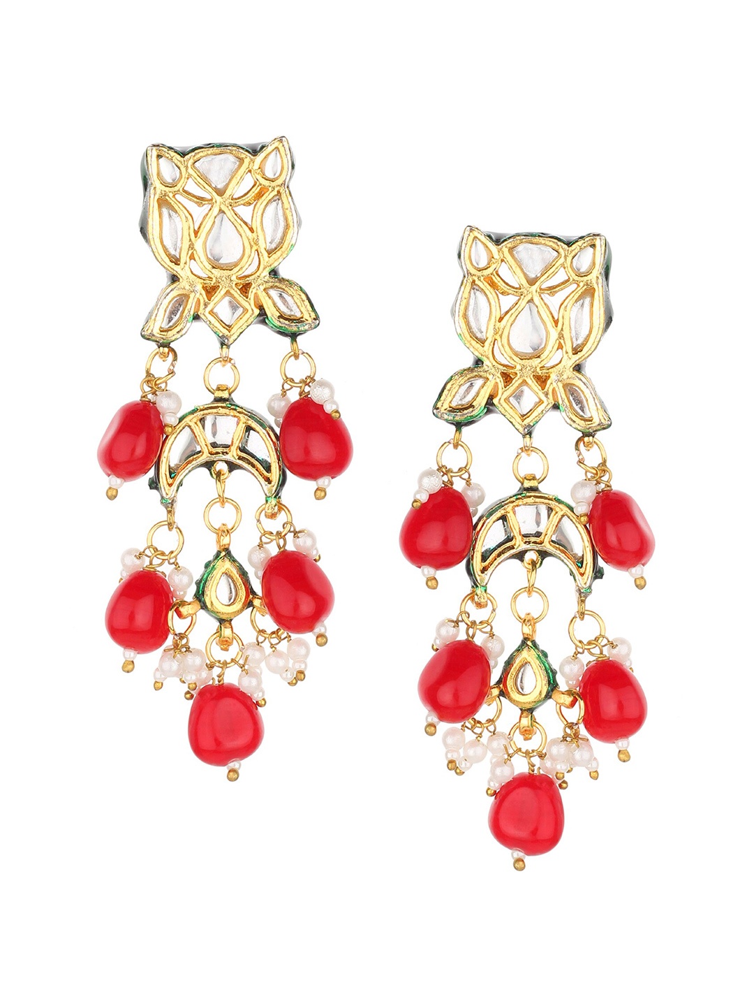

Runjhun Classic Kundan Drop Earrings, Gold