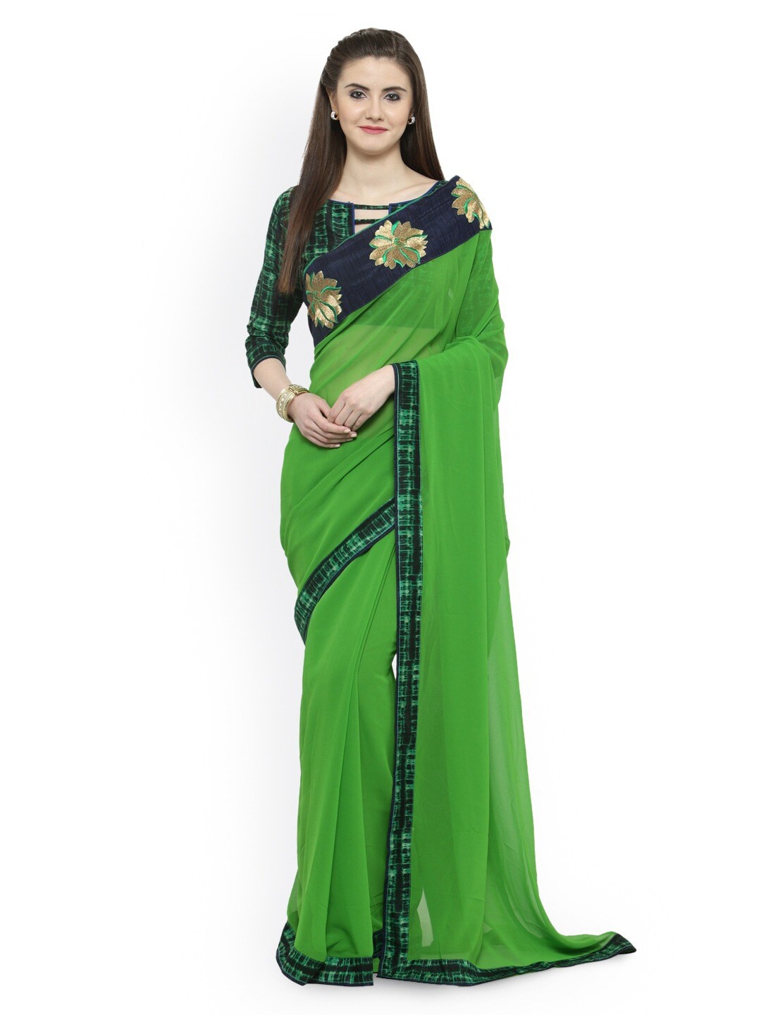 

Shaily Embroidered Border Saree, Green