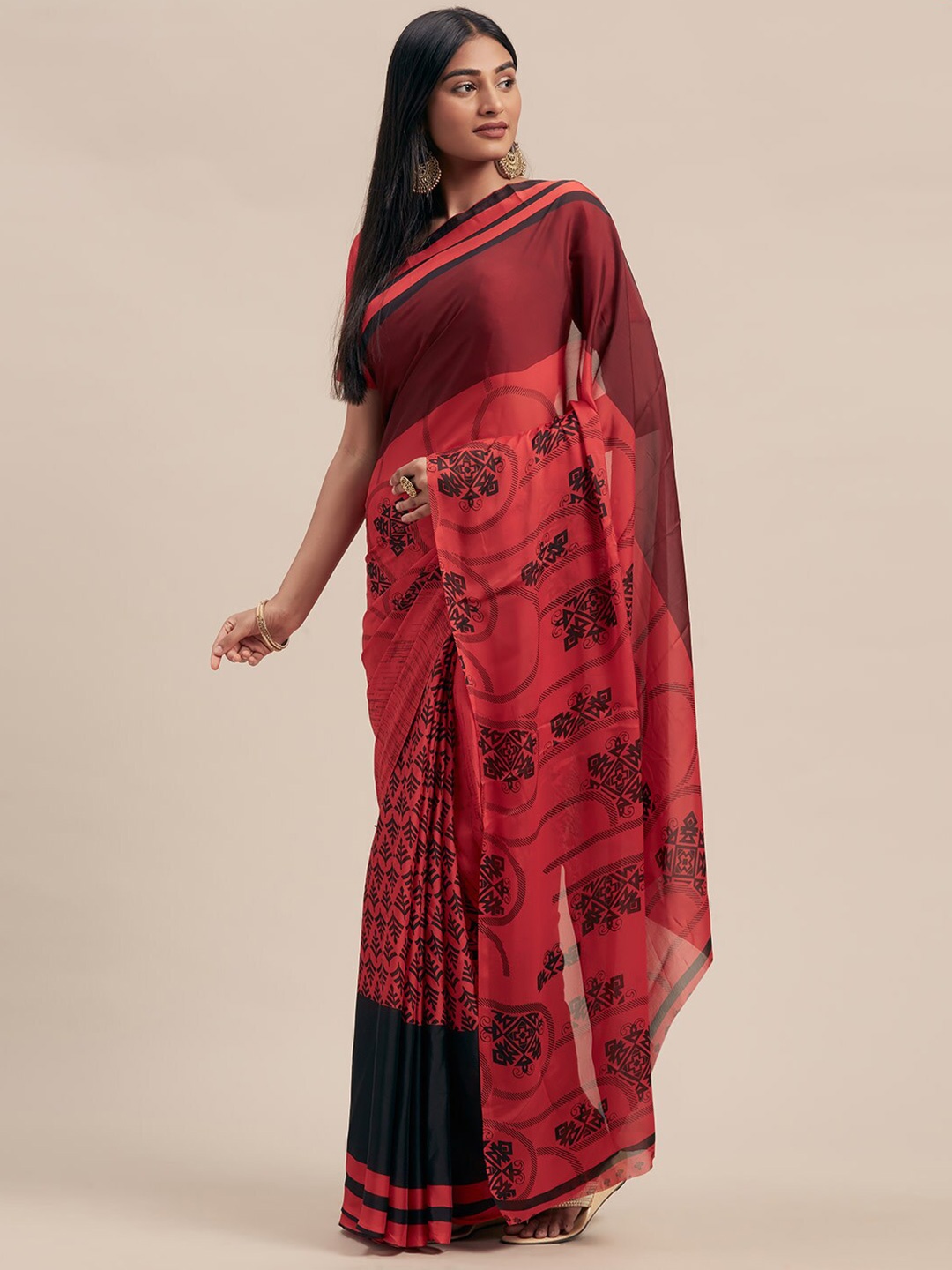 

Shaily Ethnic Motifs Printed Saree, Red
