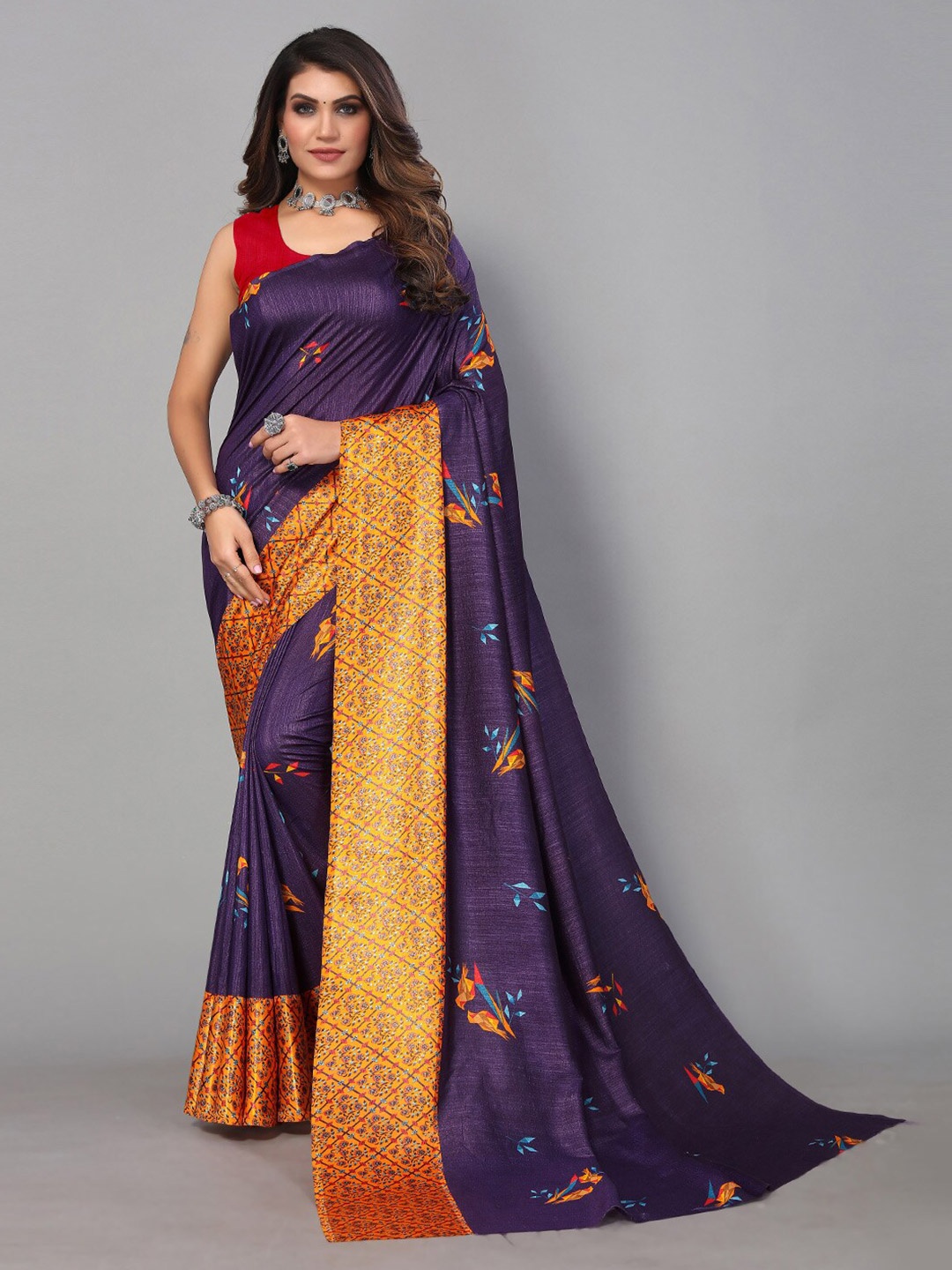 

Shaily Floral Printed Saree, Purple
