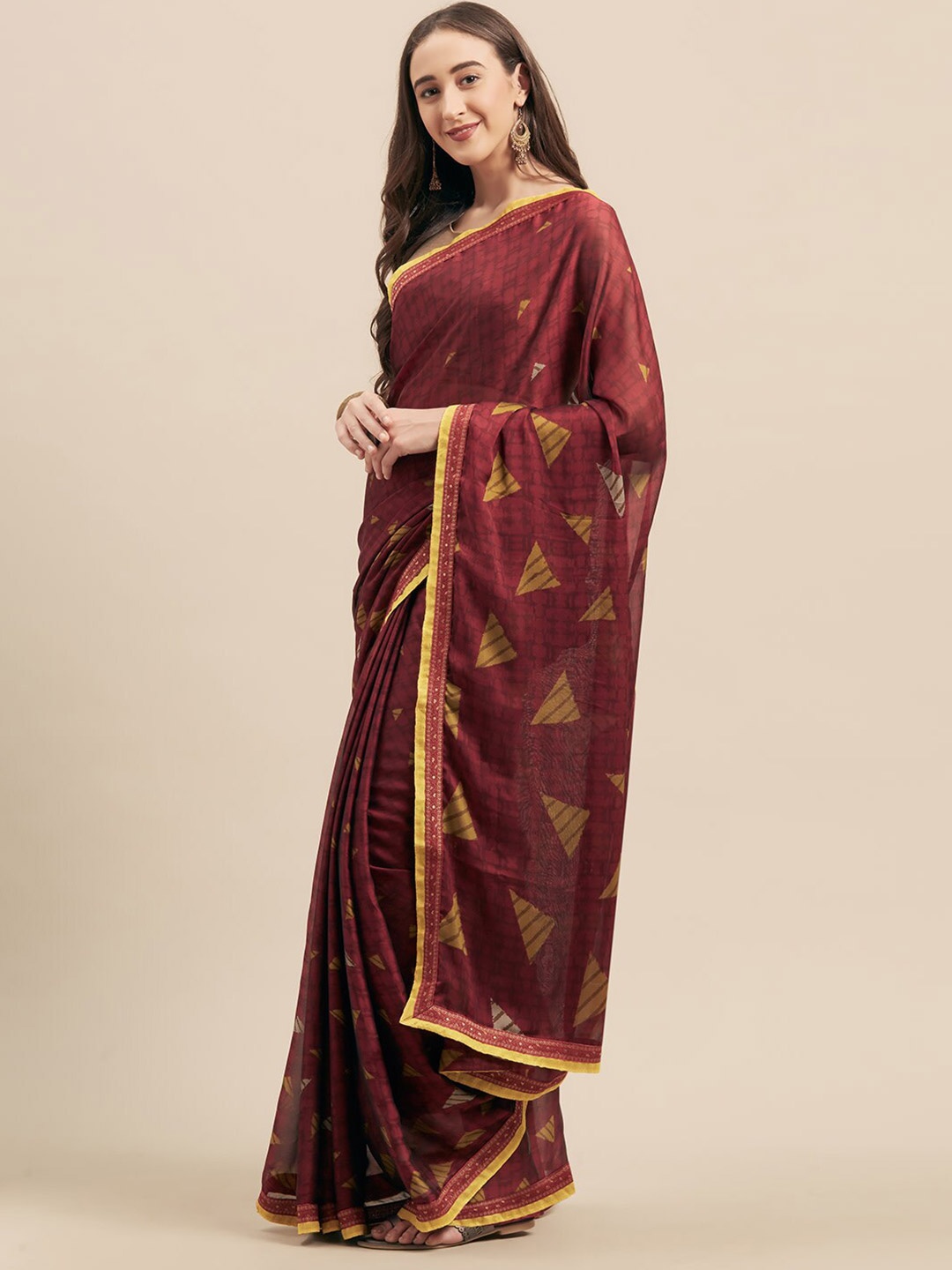 

Shaily Geometric Printed Saree, Magenta
