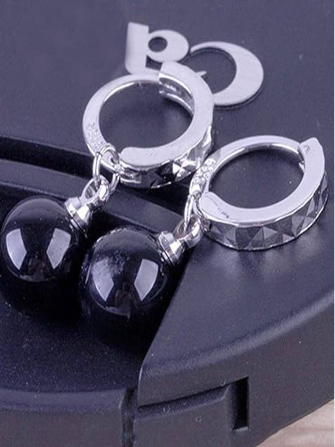 

MYKI Silver Plated Cubic Zirconia Drop Earrings, Black