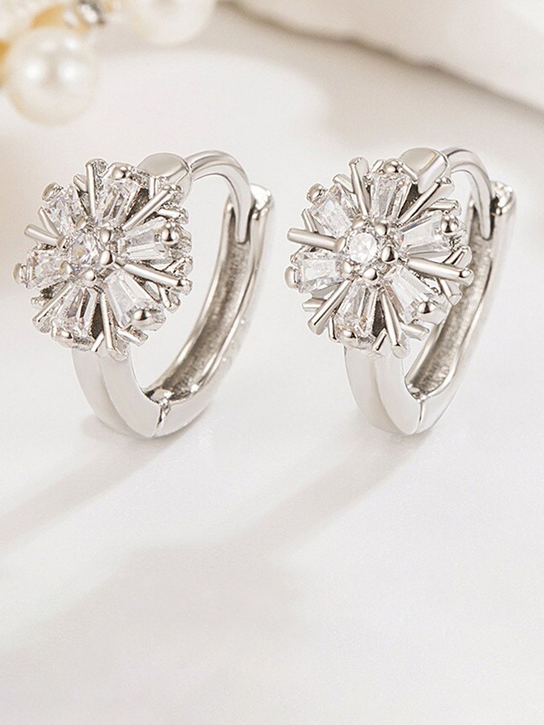 

MYKI Silver Plated Cubic Zirconia Circular Studs