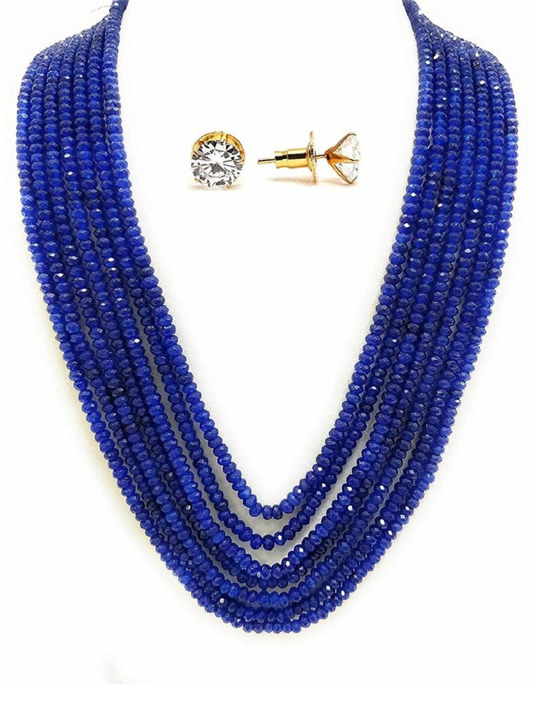 

Runjhun Onyx Studded & Beaded Layered Jewellery Set, Gold
