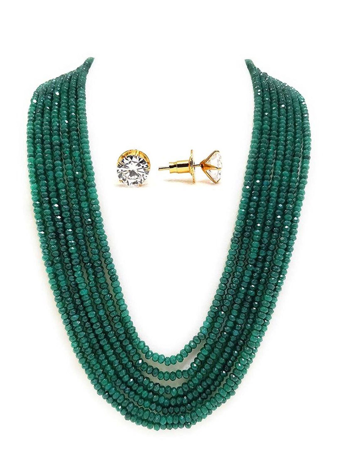 

Runjhun Onyx Studded & Beaded Layered Jewellery Set, Gold