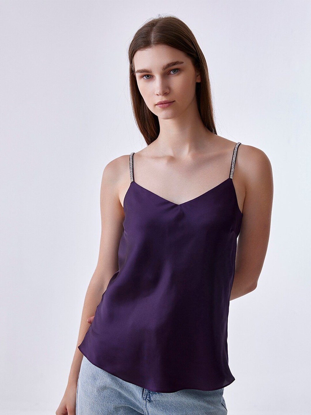 

COVER STORY Shoulder Strap A-Line Top, Purple