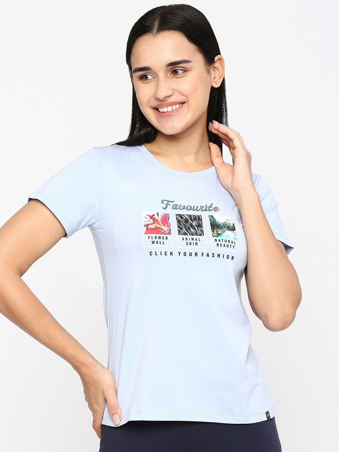 

LAASA SPORTS Typography Printed Dri-FIT Cotton Sports T-shirt, Blue