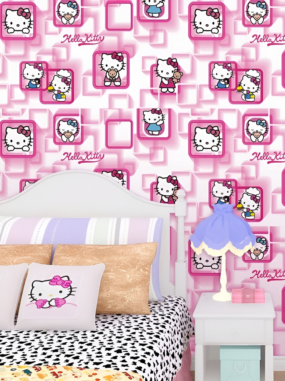 

Oren Empower Pink & White Cartoon Printed Self Adhesive Wallpaper Sticker