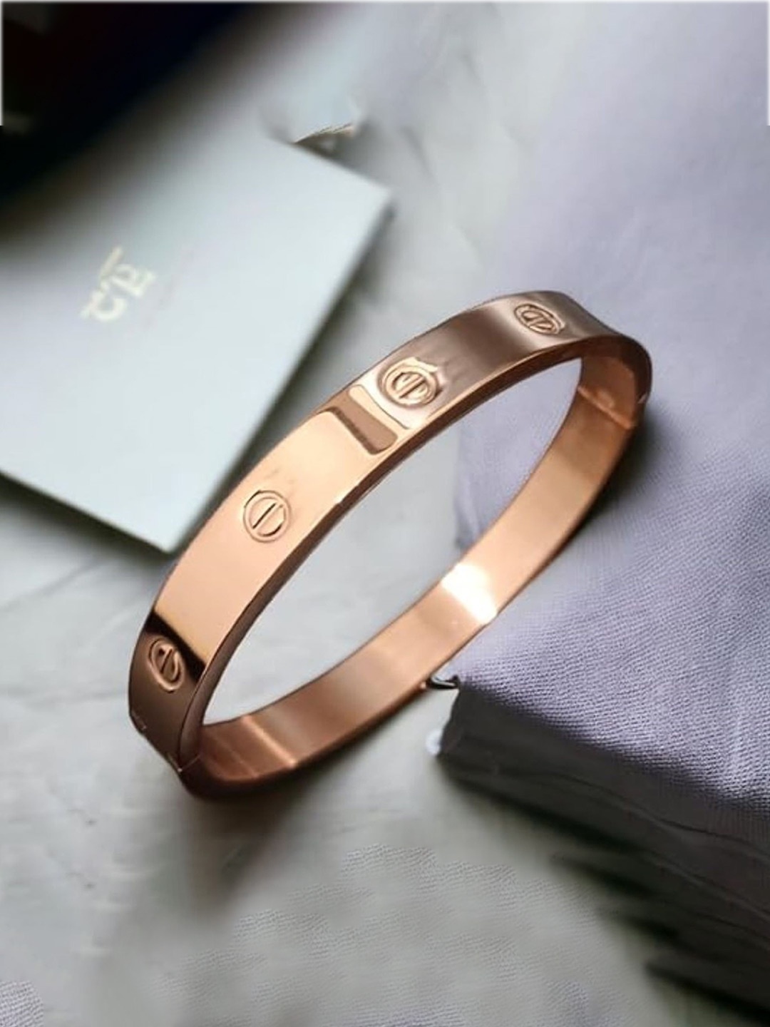 

KARISHMA KREATIONS Unisex Rose Gold-Plated Stainless Steel Bangle-Style Bracelet