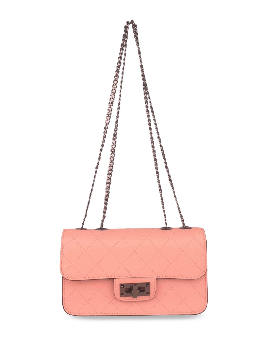 

Bagkok Quilted Textured Structured Shoulder Bag, Pink
