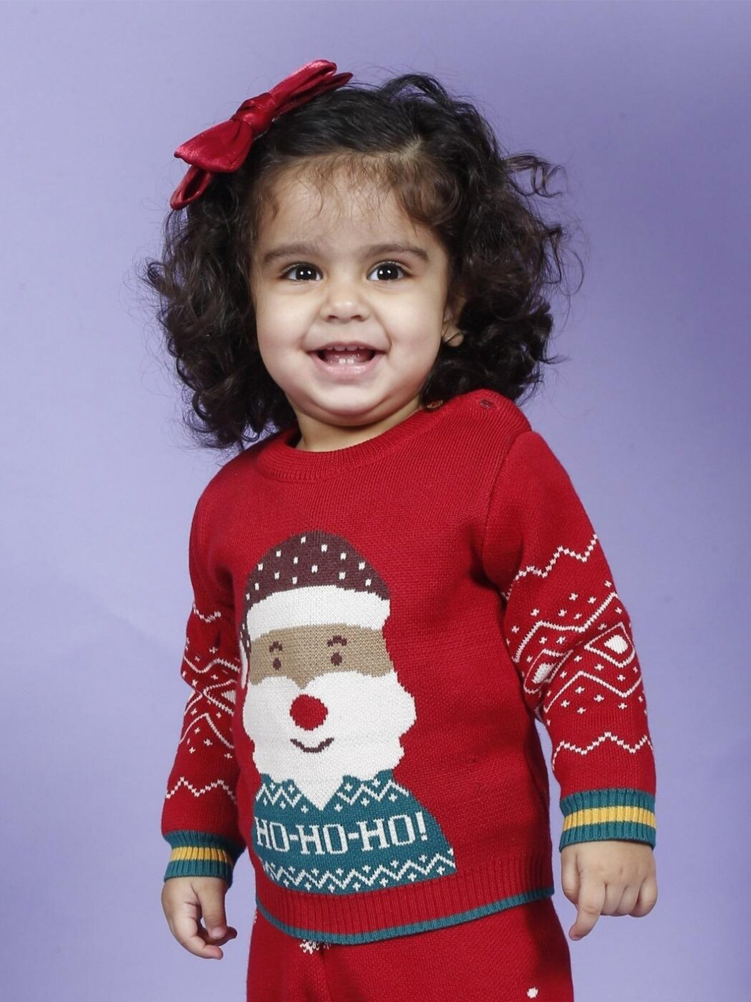 

Greendeer Kids Santa Jacquard Pure Cotton Pullover, Red