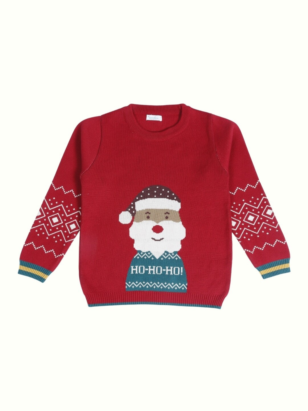 

Greendeer Kids Printed Cotton Pullover Sweater, Red