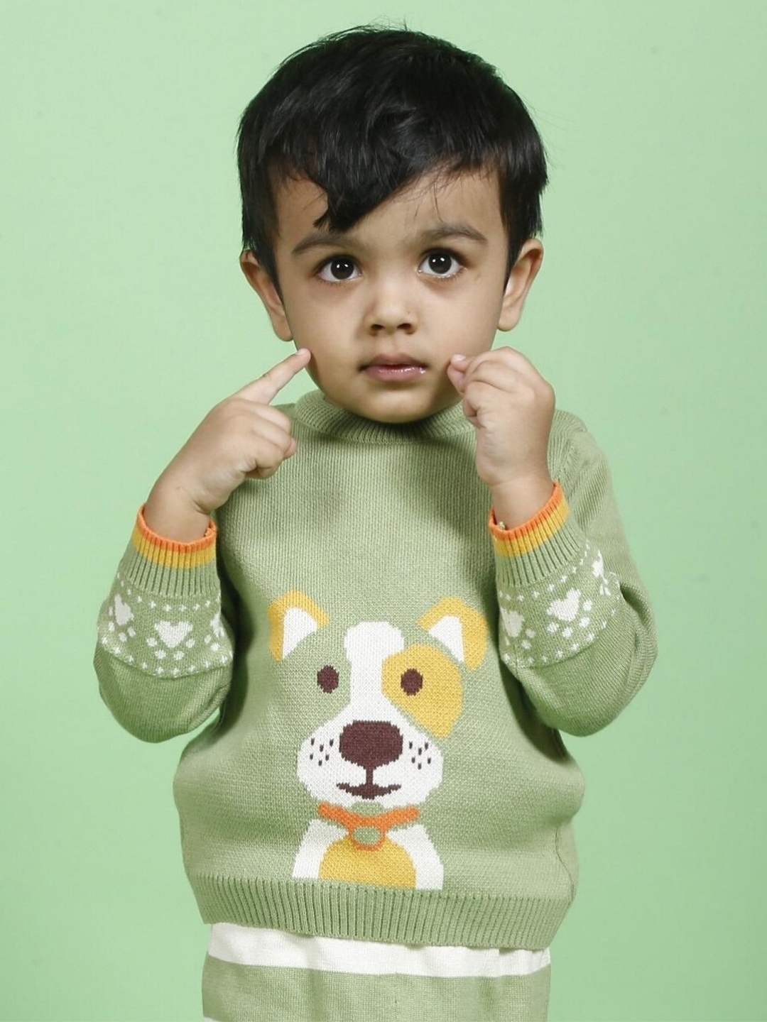 

Greendeer Kids Printed Cotton Pullover Sweater, Green